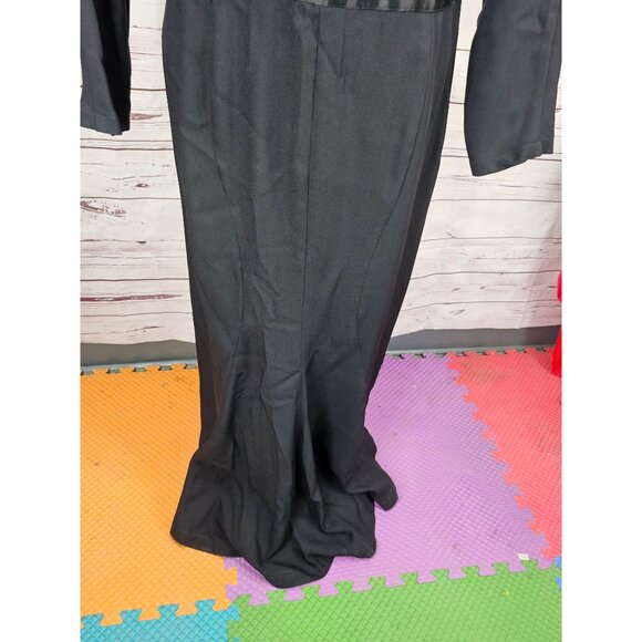 Vintage Cachet Bari Protas Black Dress Beaded Waist Womens Sz M Long Sleeve Gown - Picture 10 of 16